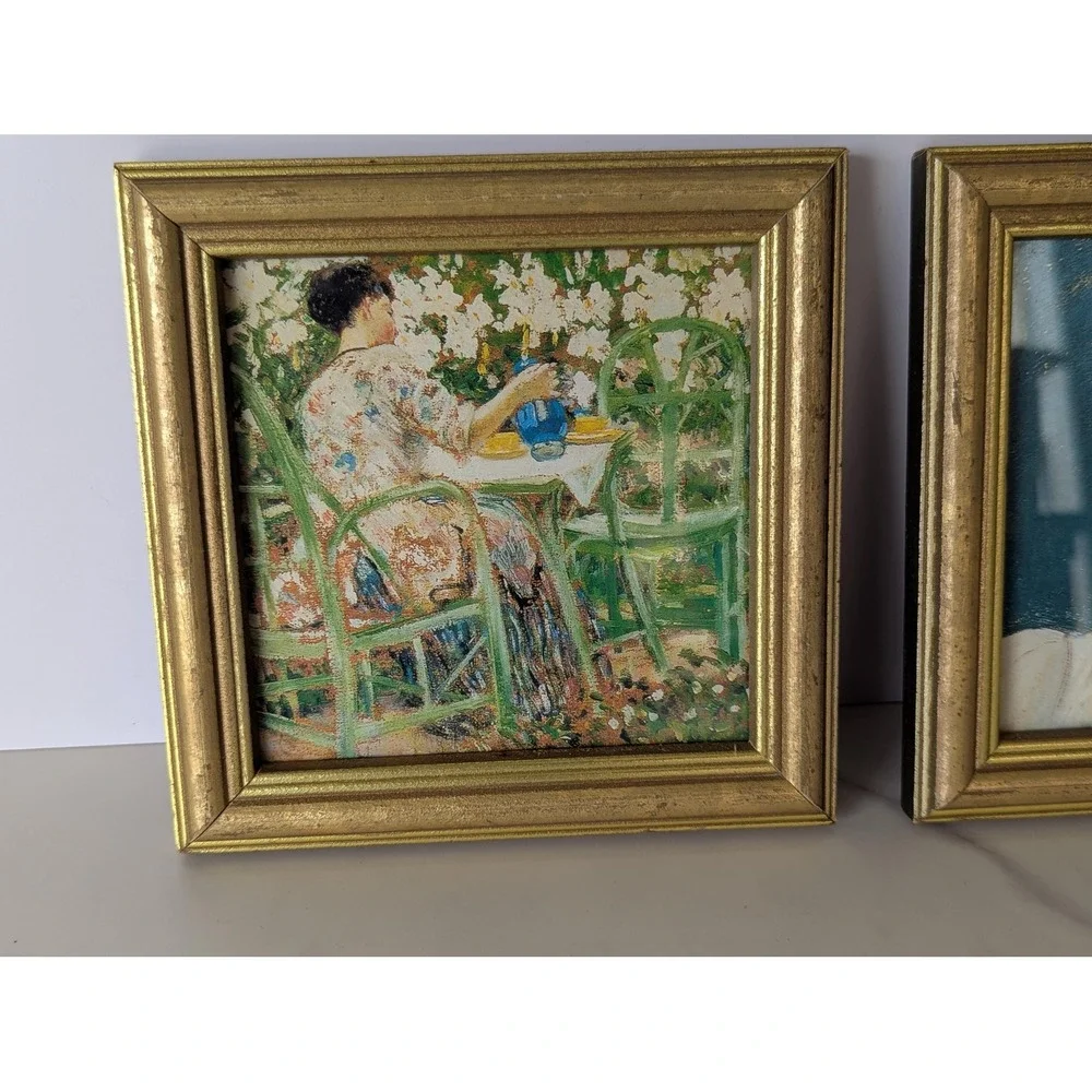 Vintage Impressionist Miniature Framed Art Pair - 6.25